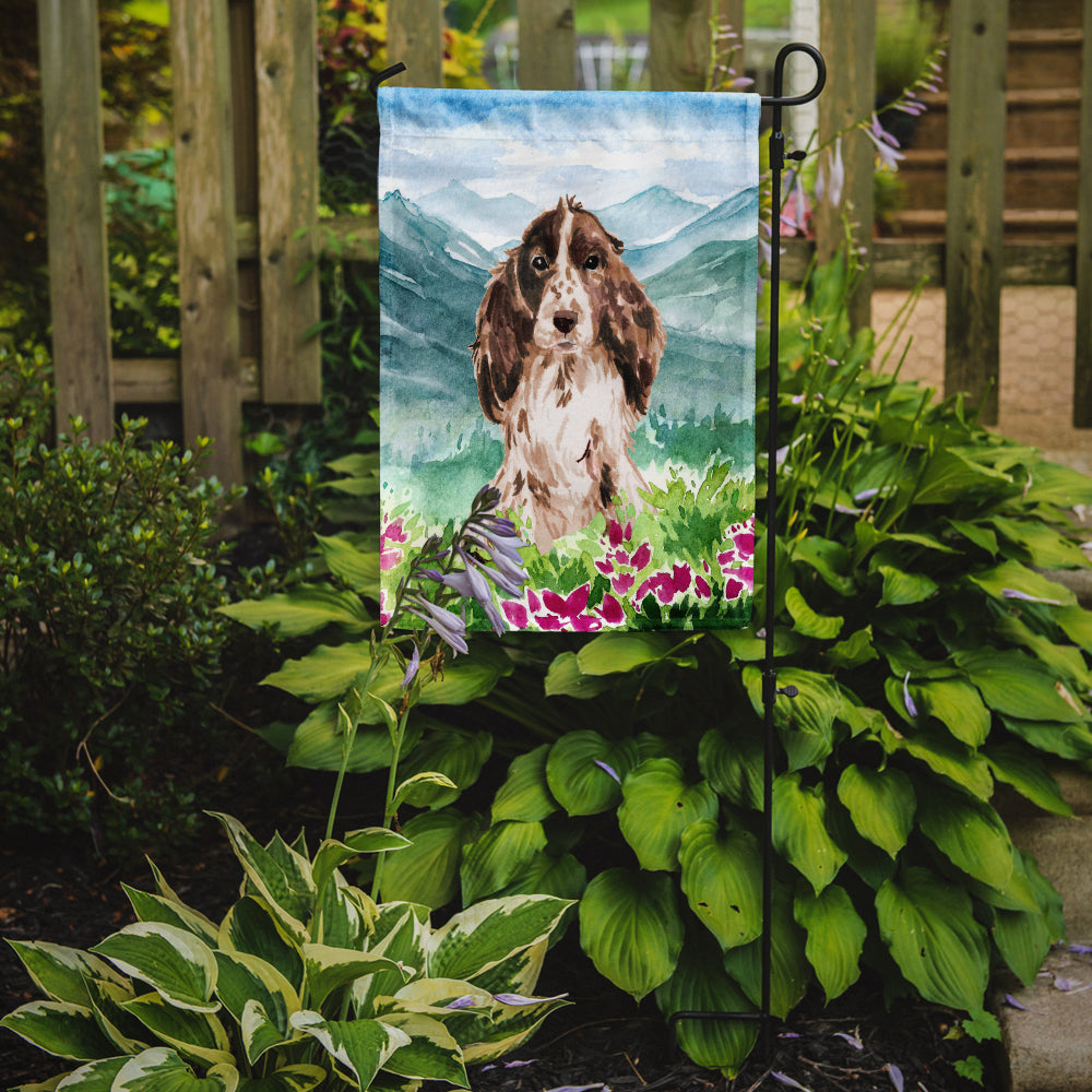 Mountian Flowers Chocolate Parti Cocker Spaniel Garden Flag Mailbox Decorative Yard Banner Outside Patio Artwork for Flower Beds, Garden Size, Multicolor