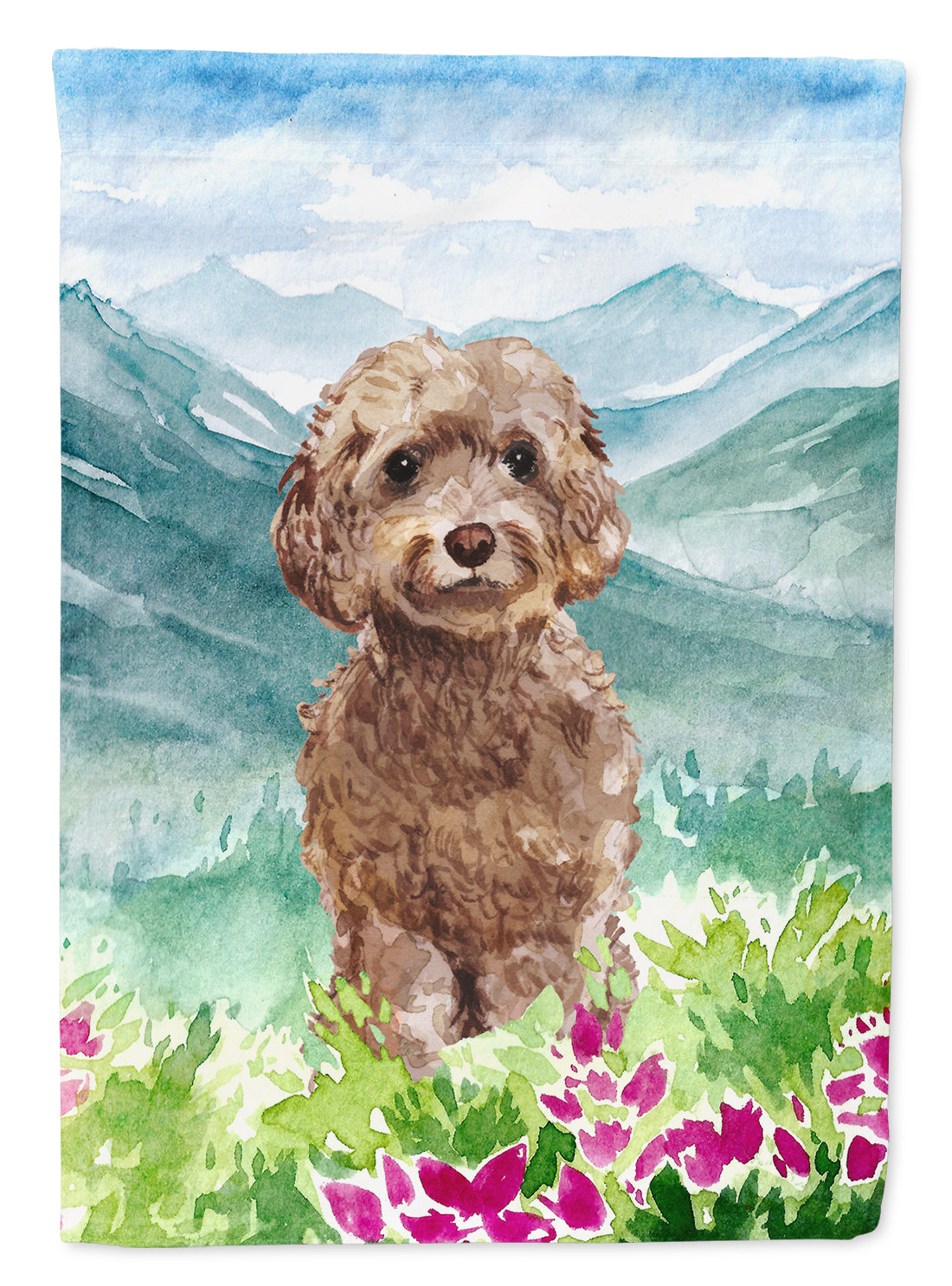 Mountian Flowers Labradoodle Garden Flag Mailbox Decorative Yard Banner Outside Patio Artwork for Flower Beds, Garden Size, Multicolor