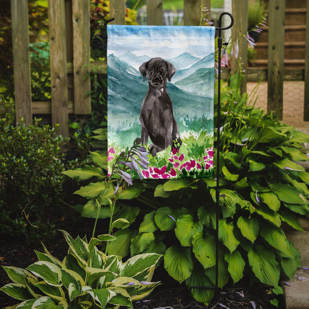 Mountian Flowers Black Lab Garden Flag Mailbox Decorative Yard Banner Outside Patio Artwork for Flower Beds, Garden Size, Multicolor