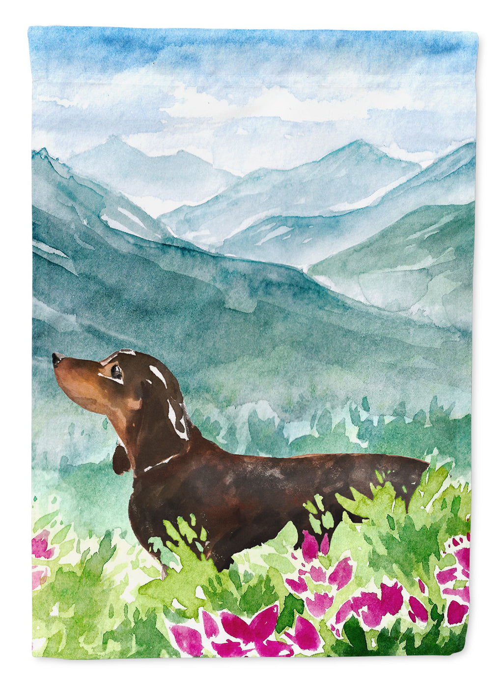 Mountian Flowers Dachshund Garden Flag Mailbox Decorative Yard Banner Outside Patio Artwork for Flower Beds, Garden Size, Multicolor