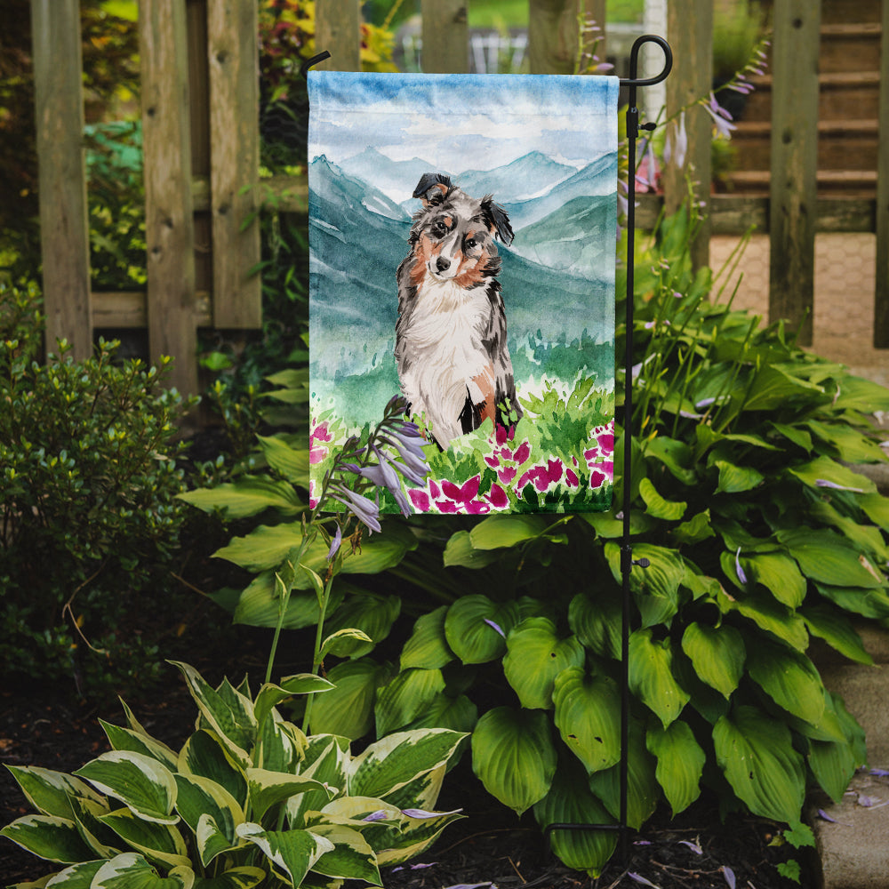 Mountian Flowers Australian Shepherd Garden Flag Mailbox Decorative Yard Banner Outside Patio Artwork for Flower Beds, Garden Size, Multicolor