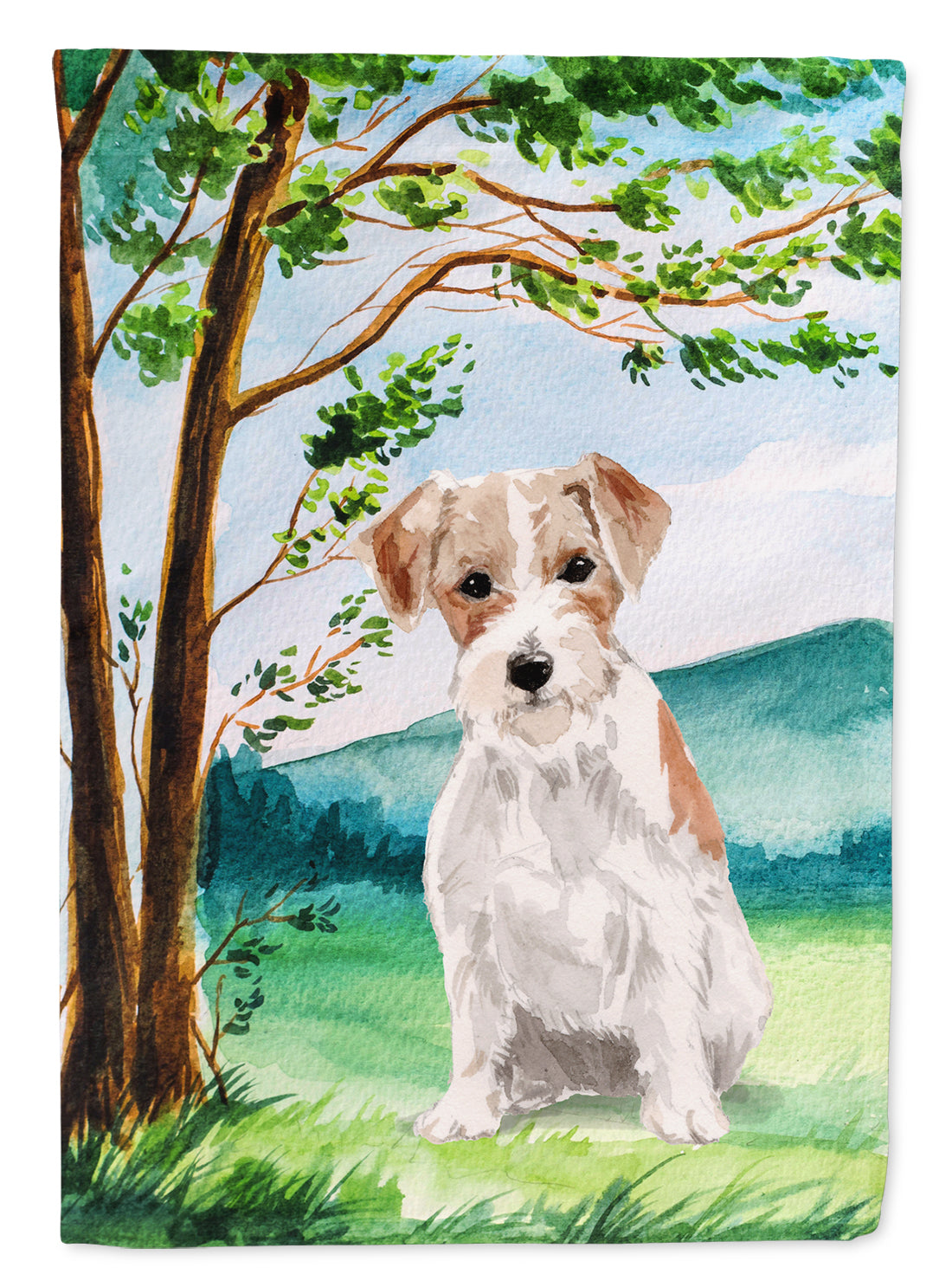 Under the Tree Jack Russell Terrier Garden Flag Mailbox Decorative Yard Banner Outside Patio Artwork for Flower Beds, Garden Size, Multicolor