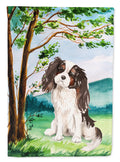 Under the Tree Tricolor Cavalier Spaniel House Flag 28x40 Porch Sleeve Pole Decorative Outside Yard Banner Artwork Wall Hanging, Polyester