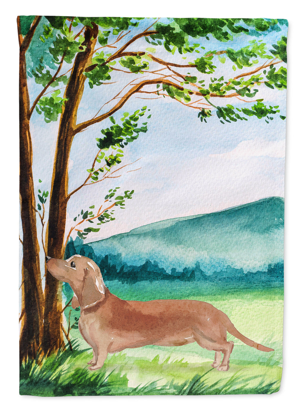Under the Tree Red Dachshund Garden Flag Mailbox Decorative Yard Banner Outside Patio Artwork for Flower Beds, Garden Size, Multicolor