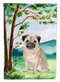 Under the Tree Fawn Pug Garden Flag Mailbox Decorative Yard Banner Outside Patio Artwork for Flower Beds, Garden Size, Multicolor