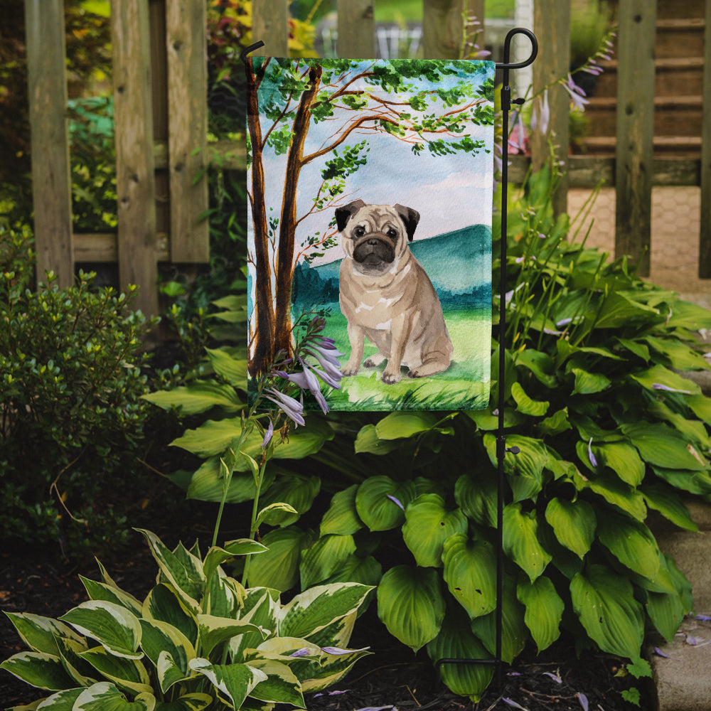 Under the Tree Fawn Pug Garden Flag Mailbox Decorative Yard Banner Outside Patio Artwork for Flower Beds, Garden Size, Multicolor