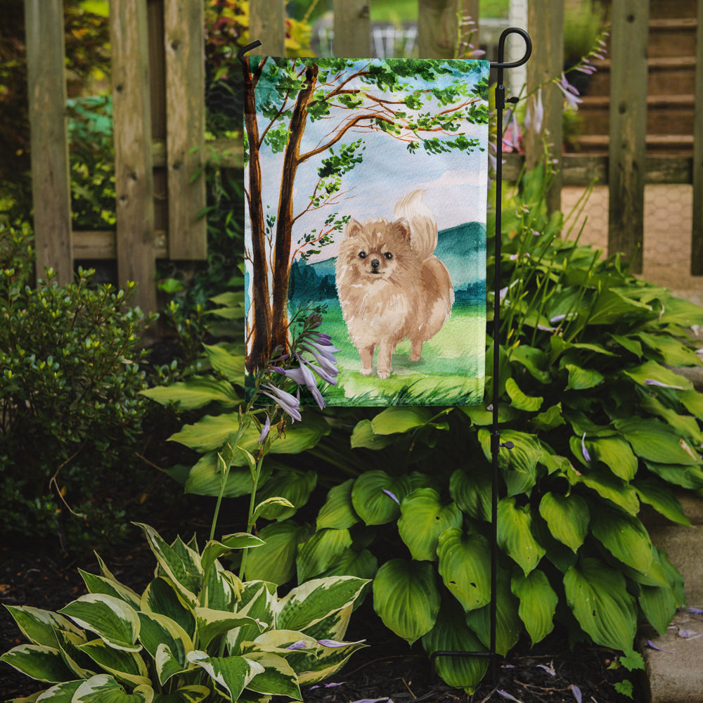 Under the Tree Pomeranian Garden Flag Mailbox Decorative Yard Banner Outside Patio Artwork for Flower Beds, Garden Size, Multicolor