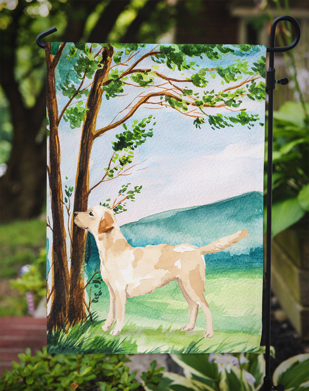 Under the Tree Yellow Labrador Garden Flag Mailbox Decorative Yard Banner Outside Patio Artwork for Flower Beds, Garden Size, Multicolor