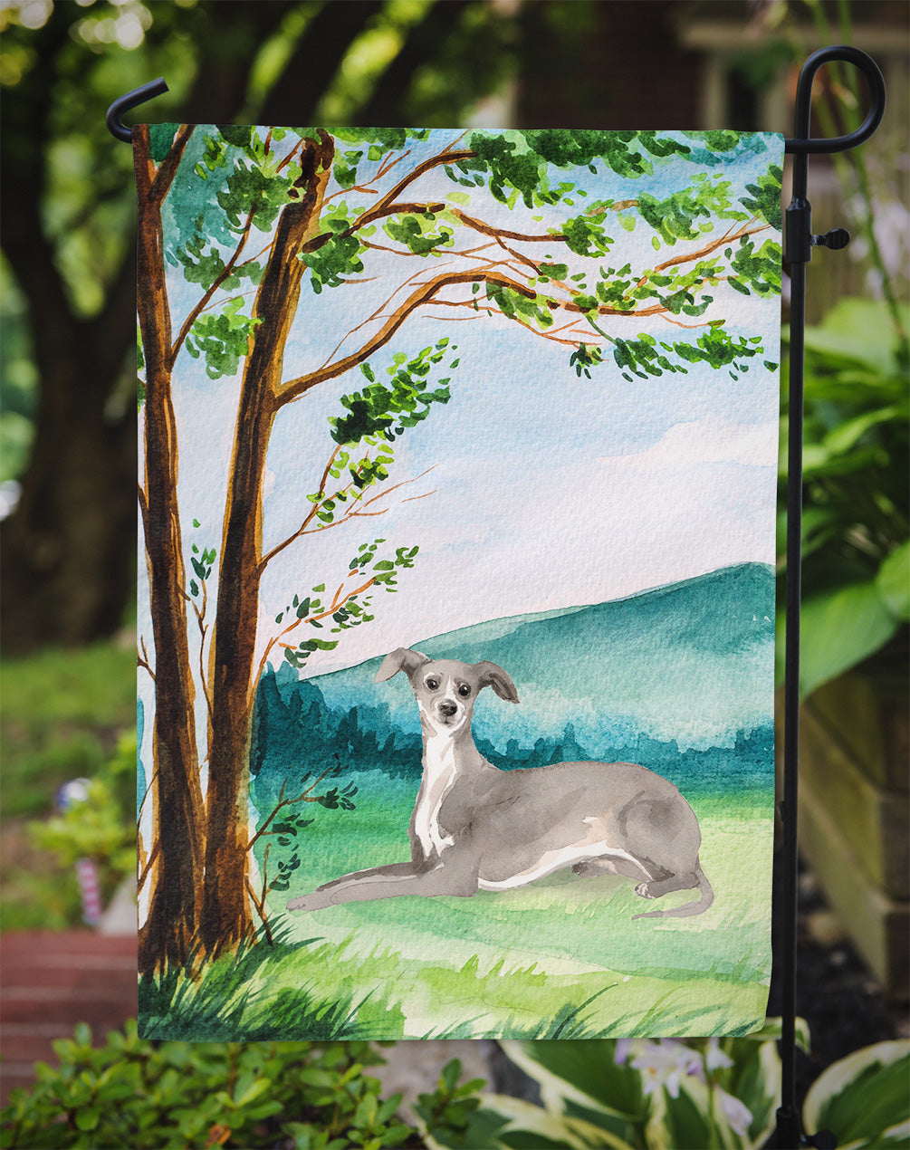 Under the Tree Italian Greyhound Garden Flag Mailbox Decorative Yard Banner Outside Patio Artwork for Flower Beds, Garden Size, Multicolor