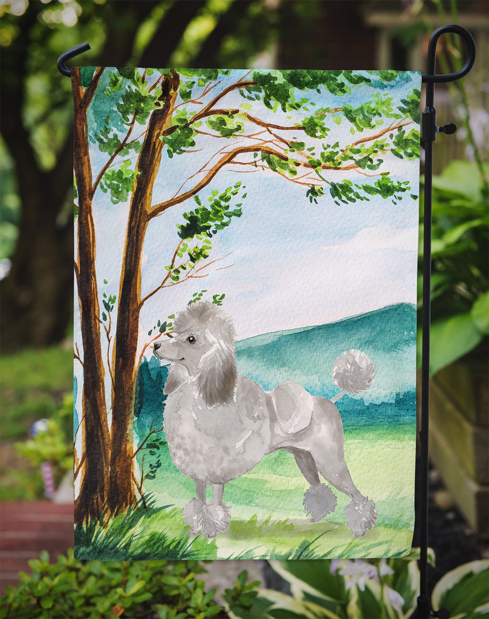 Under the Tree Silver Poodle Garden Flag Mailbox Decorative Yard Banner Outside Patio Artwork for Flower Beds, Garden Size, Multicolor