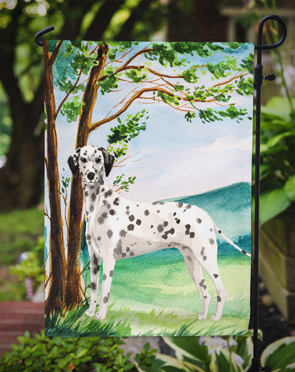 Under the Tree Dalmatian Garden Flag Mailbox Decorative Yard Banner Outside Patio Artwork for Flower Beds, Garden Size, Multicolor