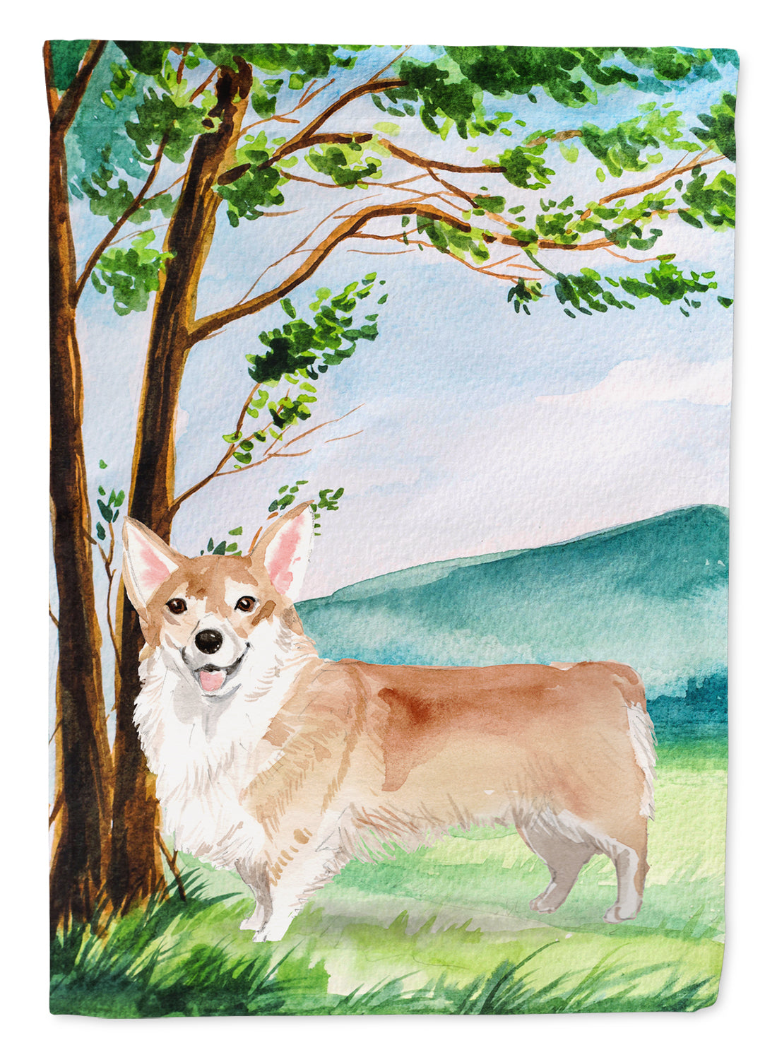 Under the Tree Corgi Garden Flag Mailbox Decorative Yard Banner Outside Patio Artwork for Flower Beds, Garden Size, Multicolor