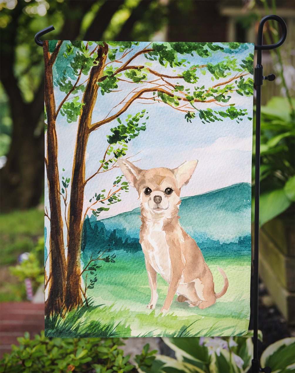 Under the Tree Chihuahua Garden Flag Mailbox Decorative Yard Banner Outside Patio Artwork for Flower Beds, Garden Size, Multicolor