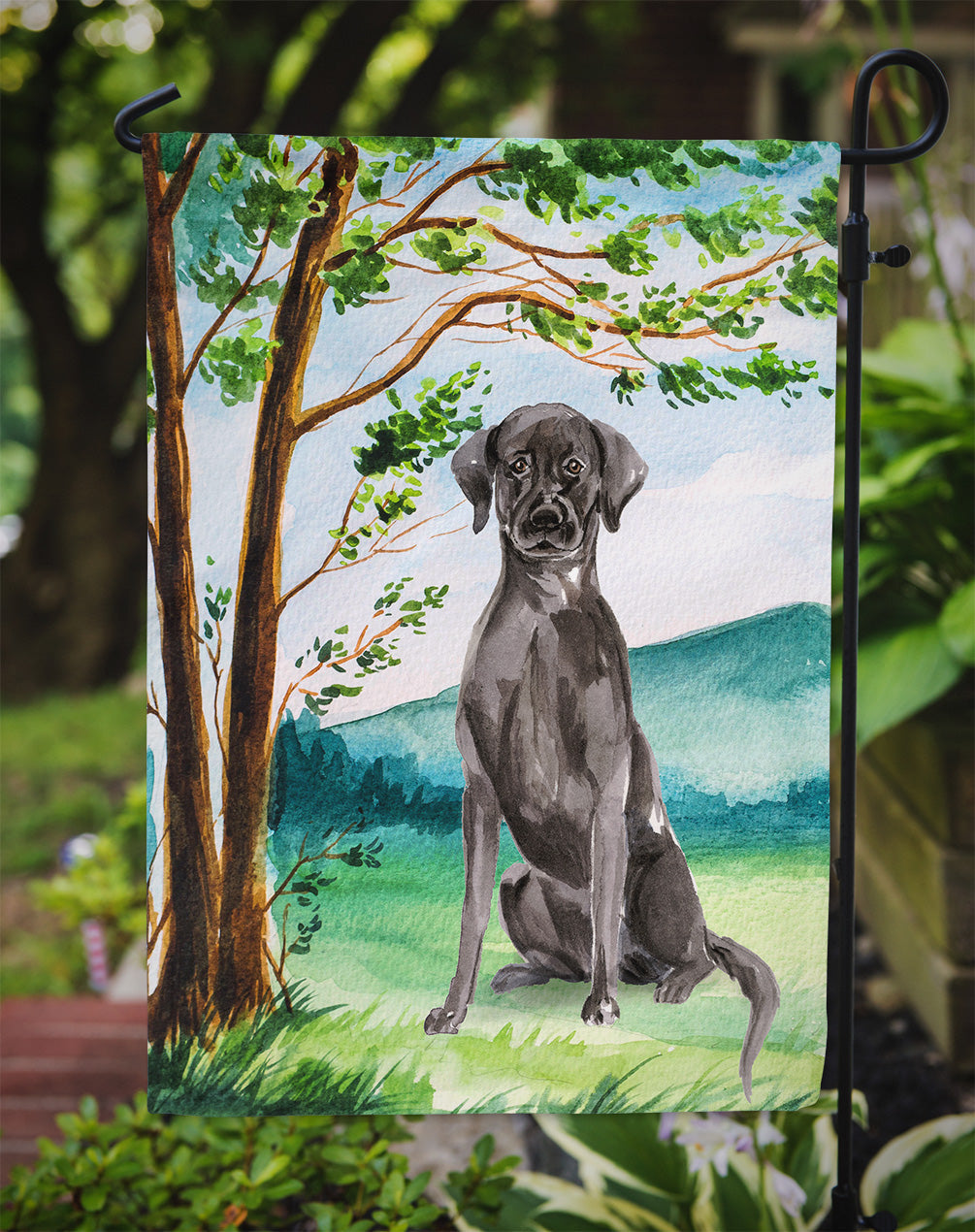 Under the Tree Black Labrador Garden Flag Mailbox Decorative Yard Banner Outside Patio Artwork for Flower Beds, Garden Size, Multicolor