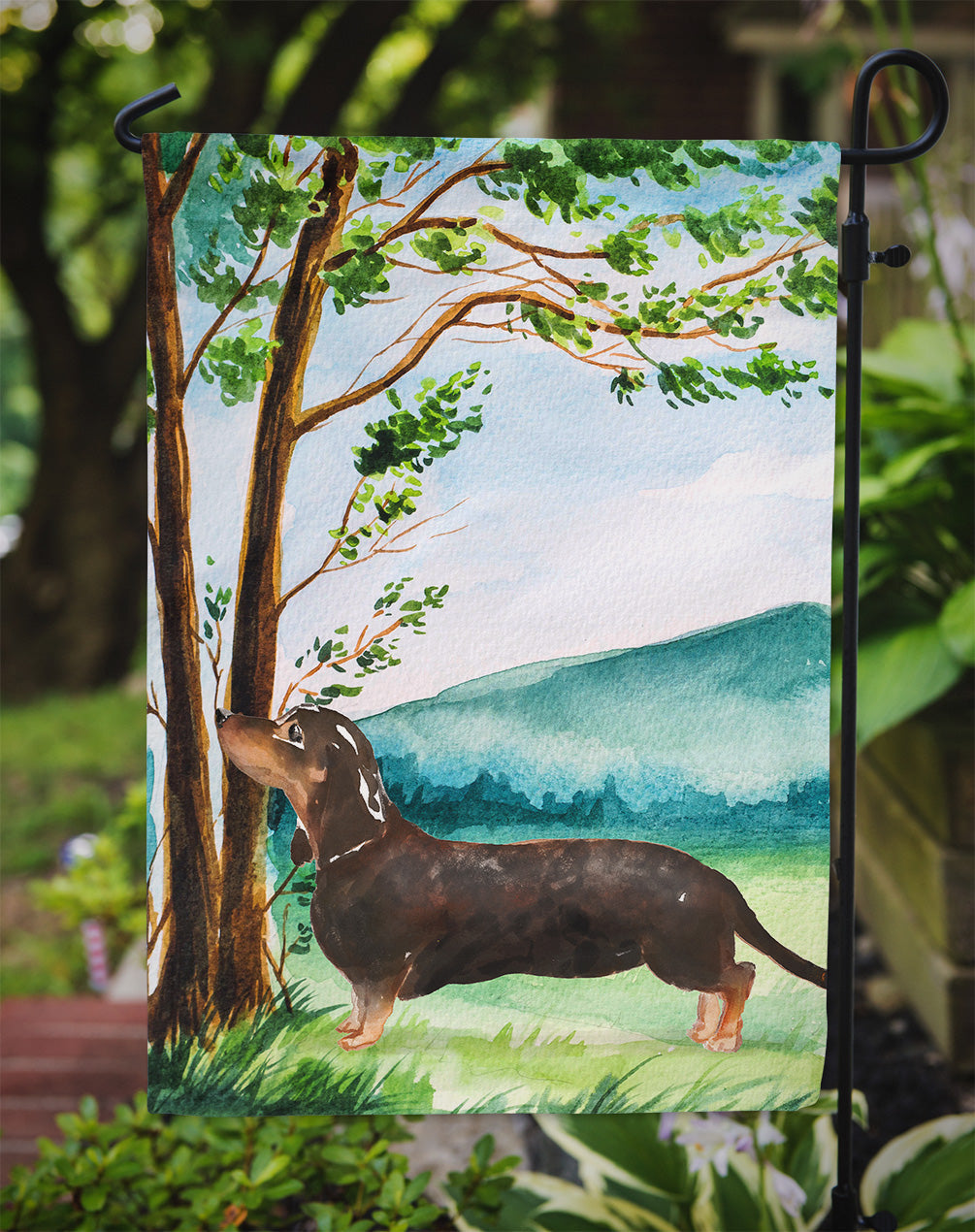 Under the Tree Dachshund Garden Flag Mailbox Decorative Yard Banner Outside Patio Artwork for Flower Beds, Garden Size, Multicolor