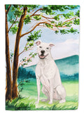 Under the Tree White Staffie Bull Terrier Garden Flag Mailbox Decorative Yard Banner Outside Patio Artwork for Flower Beds, Garden Size, Multicolor