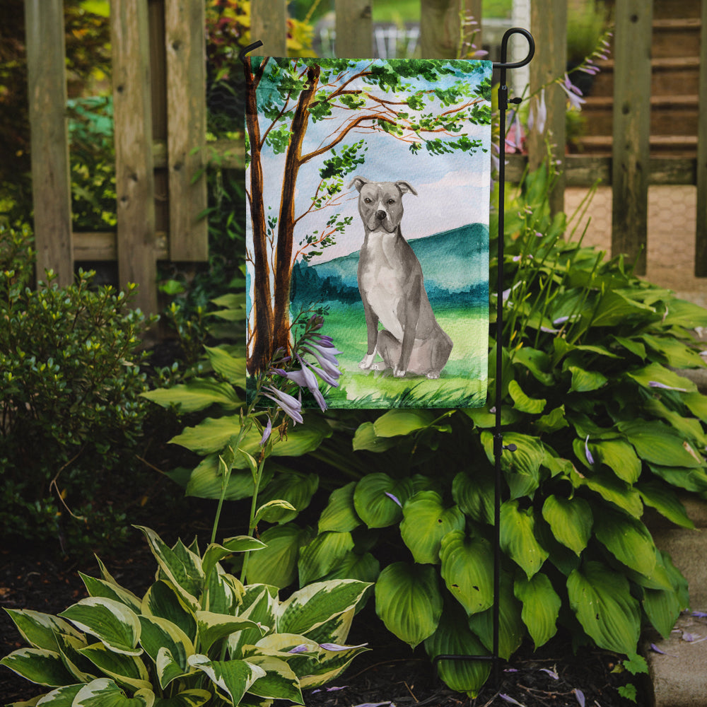 Under the Tree Staffordshire Bull Terrier Garden Flag Mailbox Decorative Yard Banner Outside Patio Artwork for Flower Beds, Garden Size, Multicolor