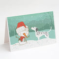 Dalmatian and Snowman Christmas Greeting Cards Pack of 8 Blank Cards with Envelopes Whimsical A7 Size 5x7