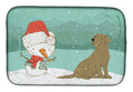 Chocolate Labrador Snowman Christmas Dish Drying Mat Absorbent Dish Drying Mat Pad for Kitchen Counter Dish Drainer Mat for Countertop, 14 x 21", Multicolor