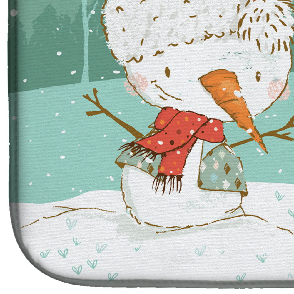 Chocolate Labrador Snowman Christmas Dish Drying Mat Absorbent Dish Drying Mat Pad for Kitchen Counter Dish Drainer Mat for Countertop, 14 x 21", Multicolor
