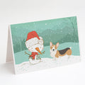 Tricolor Pembroke Corgi Snowman Christmas Greeting Cards Pack of 8 Blank Cards with Envelopes Whimsical A7 Size 5x7