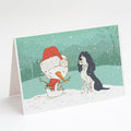 English Springer Spaniel Snowman Christmas Greeting Cards Pack of 8 Blank Cards with Envelopes Whimsical A7 Size 5x7