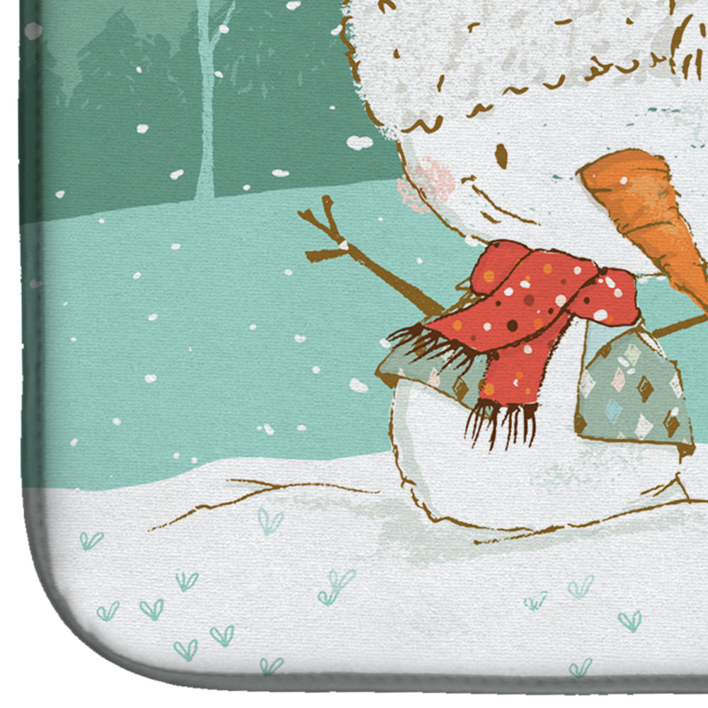 Brown Staffie Snowman Christmas Dish Drying Mat Absorbent Dish Drying Mat Pad for Kitchen Counter Dish Drainer Mat for Countertop, 14 x 21", Multicolor