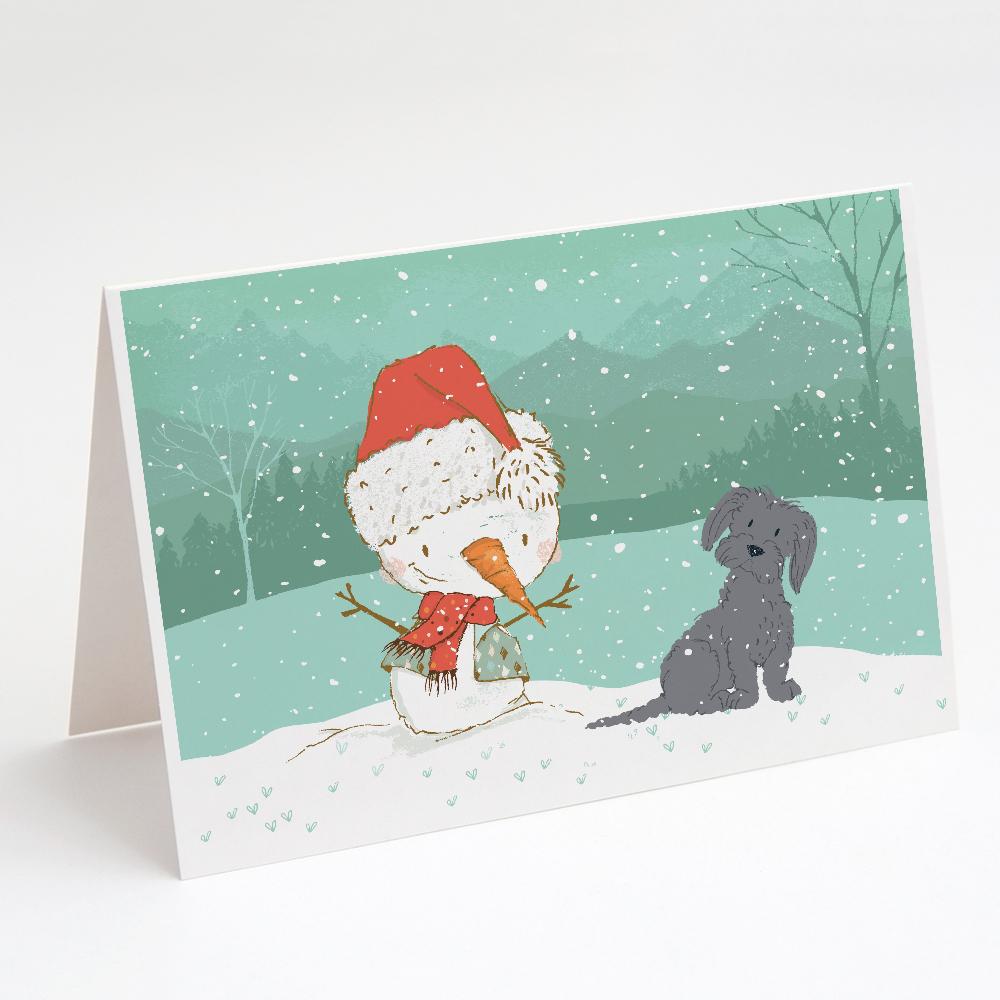Black Maltese Snowman Christmas Greeting Cards Pack of 8 Blank Cards with Envelopes Whimsical A7 Size 5x7