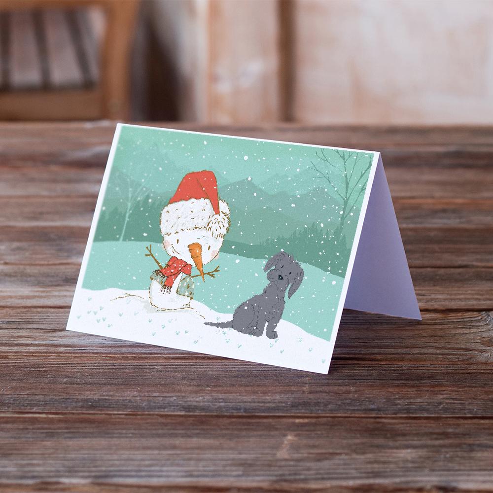 Black Maltese Snowman Christmas Greeting Cards Pack of 8 Blank Cards with Envelopes Whimsical A7 Size 5x7