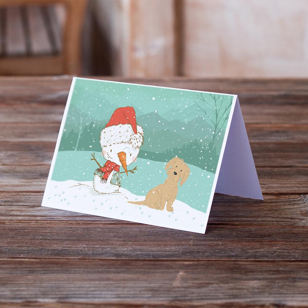 Brown Maltese Snowman Christmas Greeting Cards Pack of 8 Blank Cards with Envelopes Whimsical A7 Size 5x7