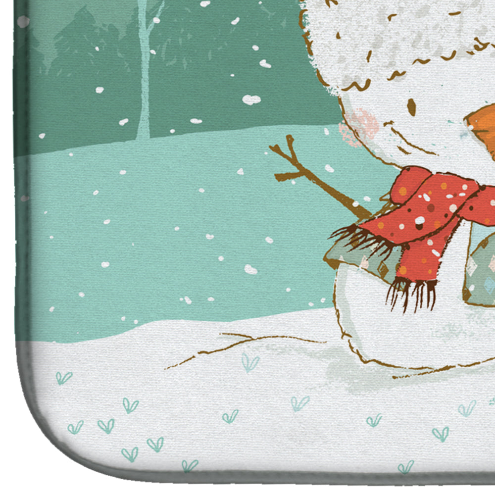 Yorkie Natural Ears Snowman Christmas Dish Drying Mat Absorbent Dish Drying Mat Pad for Kitchen Counter Dish Drainer Mat for Countertop, 14 x 21", Multicolor