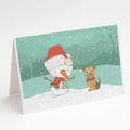Yorkie Natural Ears Snowman Christmas Greeting Cards Pack of 8 Blank Cards with Envelopes Whimsical A7 Size 5x7
