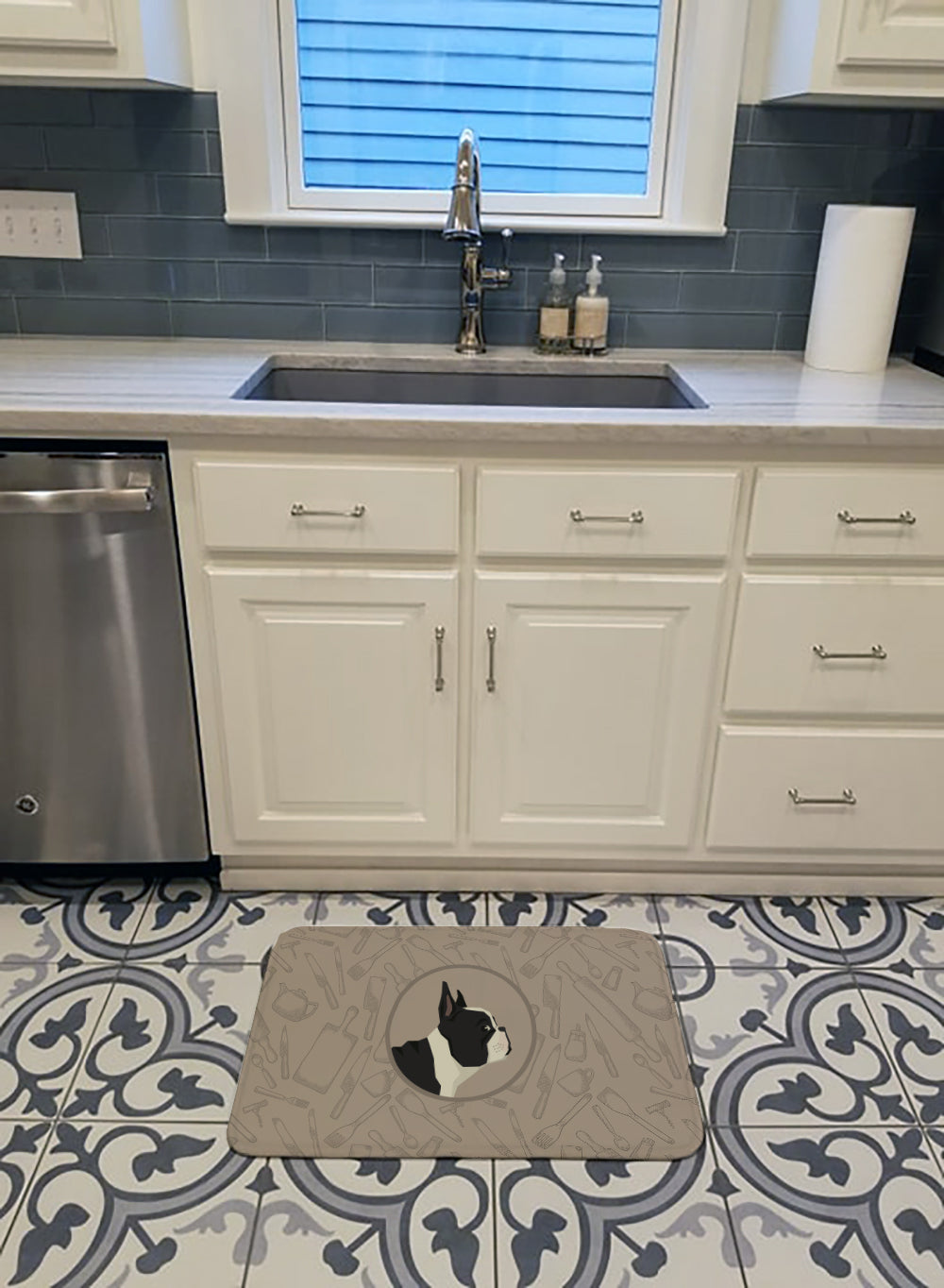French Bulldog In the Kitchen Memory Foam Kitchen Mat Machine Washable Anti-Fatigue Cushion Comfort Bath or Kitchen Rug
