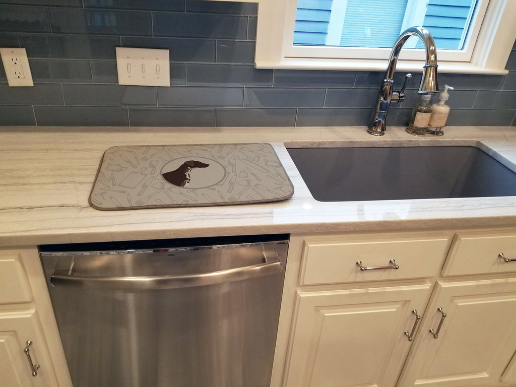 German Shorthaired Pointer In the Kitchen Dish Drying Mat Absorbent Dish Drying Mat Pad for Kitchen Counter Dish Drainer Mat for Countertop, 14 x 21", Multicolor