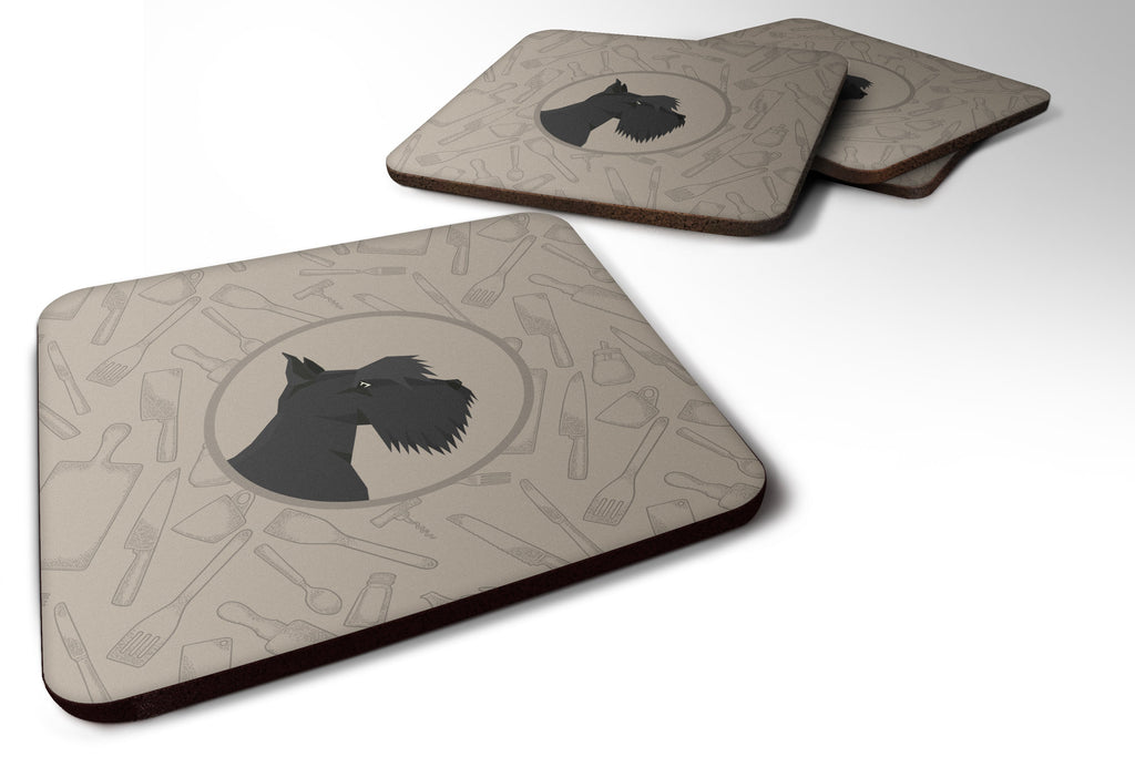 Scottish Terrier In the Kitchen Foam Coasters Set of 4 Cup Coasters for Indoor Outdoor, Tabletop Protection, Anti Slip, Mouse pad Material