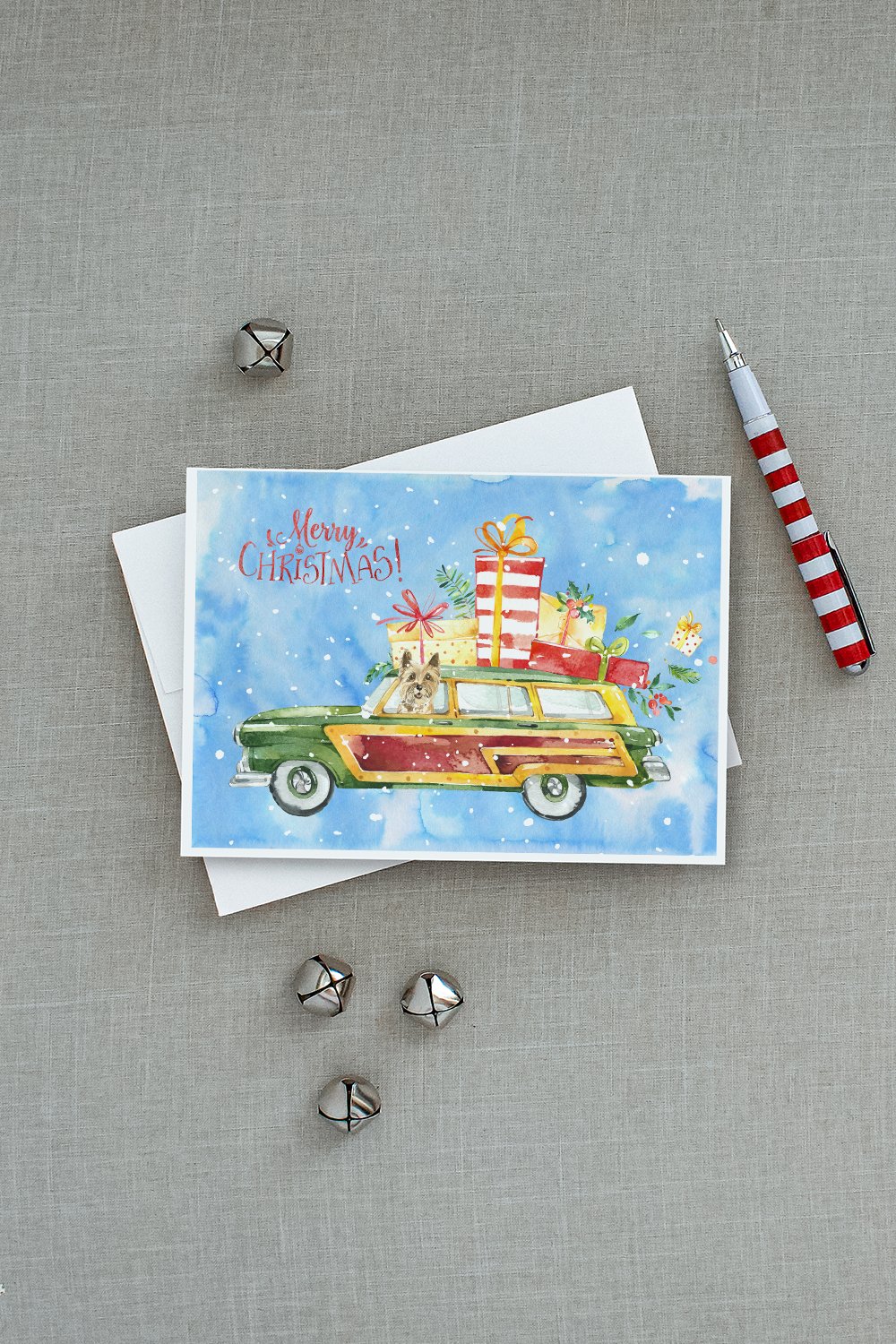 Merry Christmas Cairn Terrier Greeting Cards Pack of 8 Blank Cards with Envelopes Whimsical A7 Size 5x7