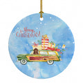 Merry Christmas Newfoundland Ceramic Ornament Christmas Tree Hanging Decorations for Home Christmas Holiday, Party, Gift, 3 in, Multicolor