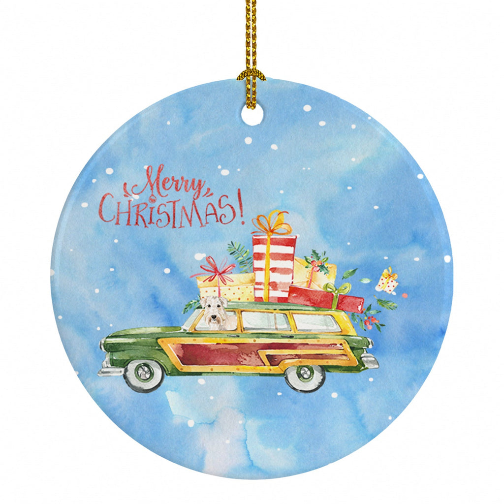 Merry Christmas Wheaten Terrier Ceramic Ornament Christmas Tree Hanging Decorations for Home Christmas Holiday, Party, Gift, 3 in, Multicolor