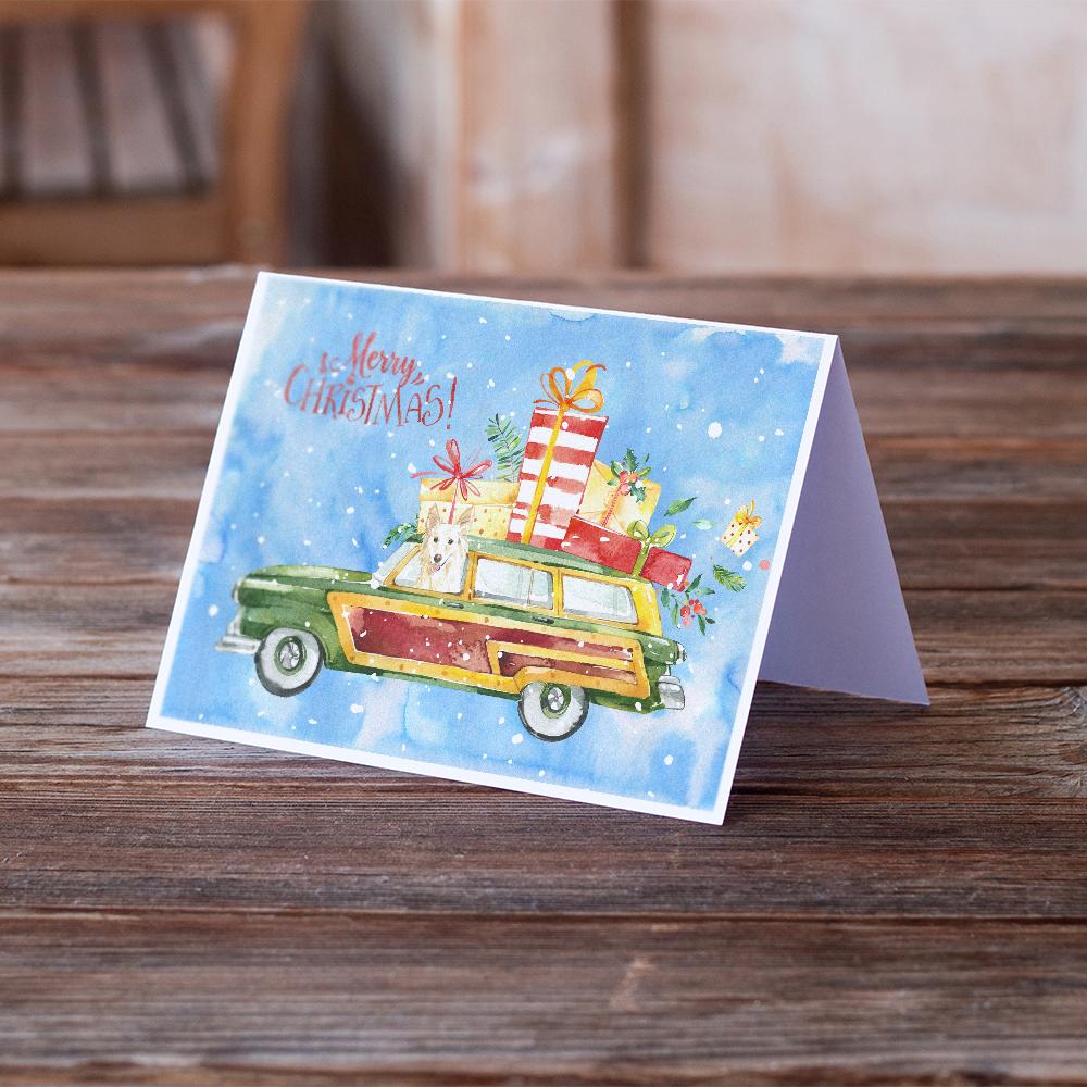 Merry Christmas White Collie Greeting Cards Pack of 8 Blank Cards with Envelopes Whimsical A7 Size 5x7