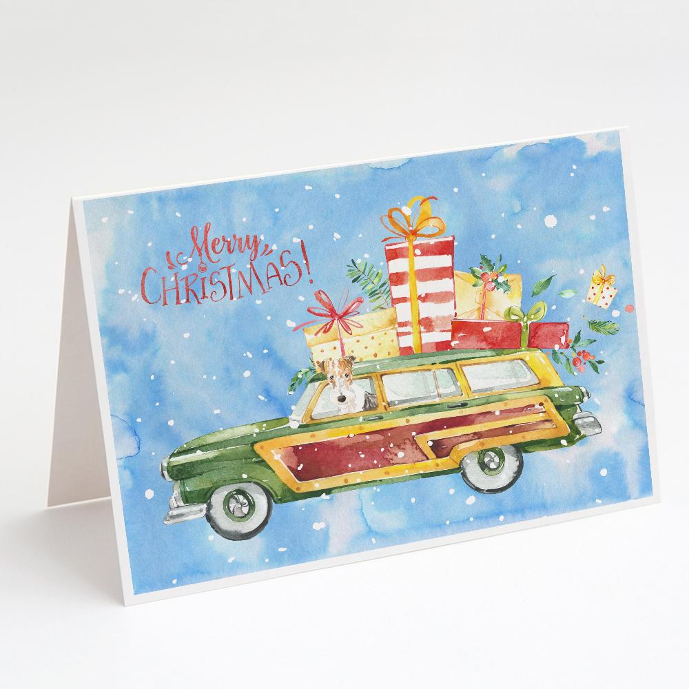 Merry Christmas Fox Terrier Greeting Cards Pack of 8 Blank Cards with Envelopes Whimsical A7 Size 5x7