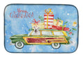 Merry Christmas White Staffordshire Bull Terrier Dish Drying Mat Absorbent Dish Drying Mat Pad for Kitchen Counter Dish Drainer Mat for Countertop, 14 x 21", Multicolor