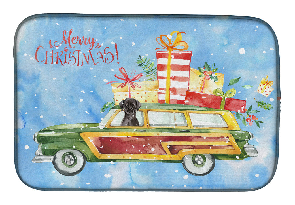Merry Christmas Black Labrador Retriever Dish Drying Mat Absorbent Dish Drying Mat Pad for Kitchen Counter Dish Drainer Mat for Countertop, 14 x 21", Multicolor