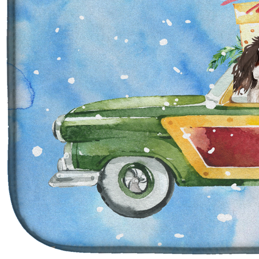 Merry Christmas Tricolor Cavalier Spaniel Dish Drying Mat Absorbent Dish Drying Mat Pad for Kitchen Counter Dish Drainer Mat for Countertop, 14 x 21", Multicolor