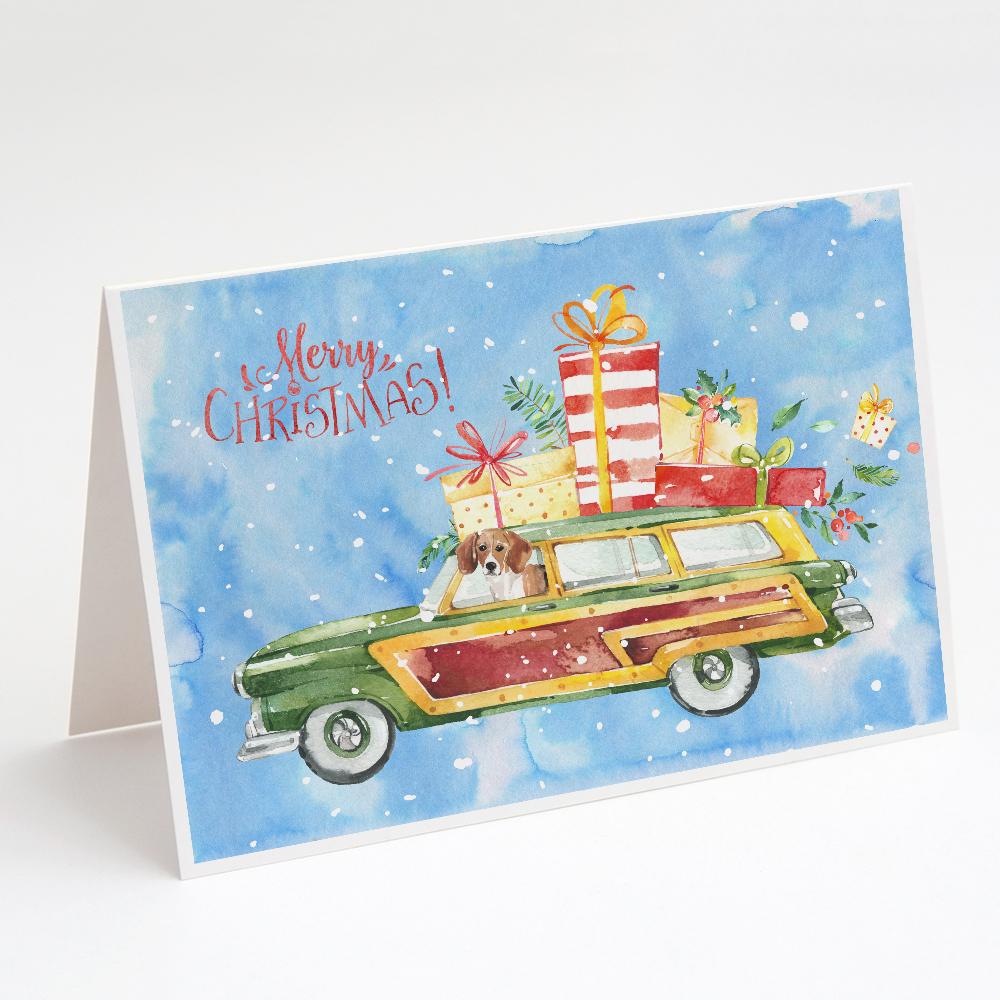 Merry Christmas Beagle Greeting Cards Pack of 8 Blank Cards with Envelopes Whimsical A7 Size 5x7
