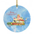 Merry Christmas Border Collie Ceramic Ornament Christmas Tree Hanging Decorations for Home Christmas Holiday, Party, Gift, 3 in, Multicolor