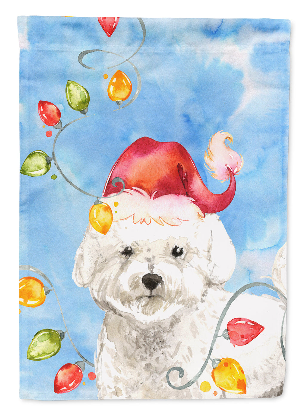 Christmas Lights Bichon Frise Garden Flag Mailbox Decorative Yard Banner Outside Patio Artwork for Flower Beds, Garden Size, Multicolor