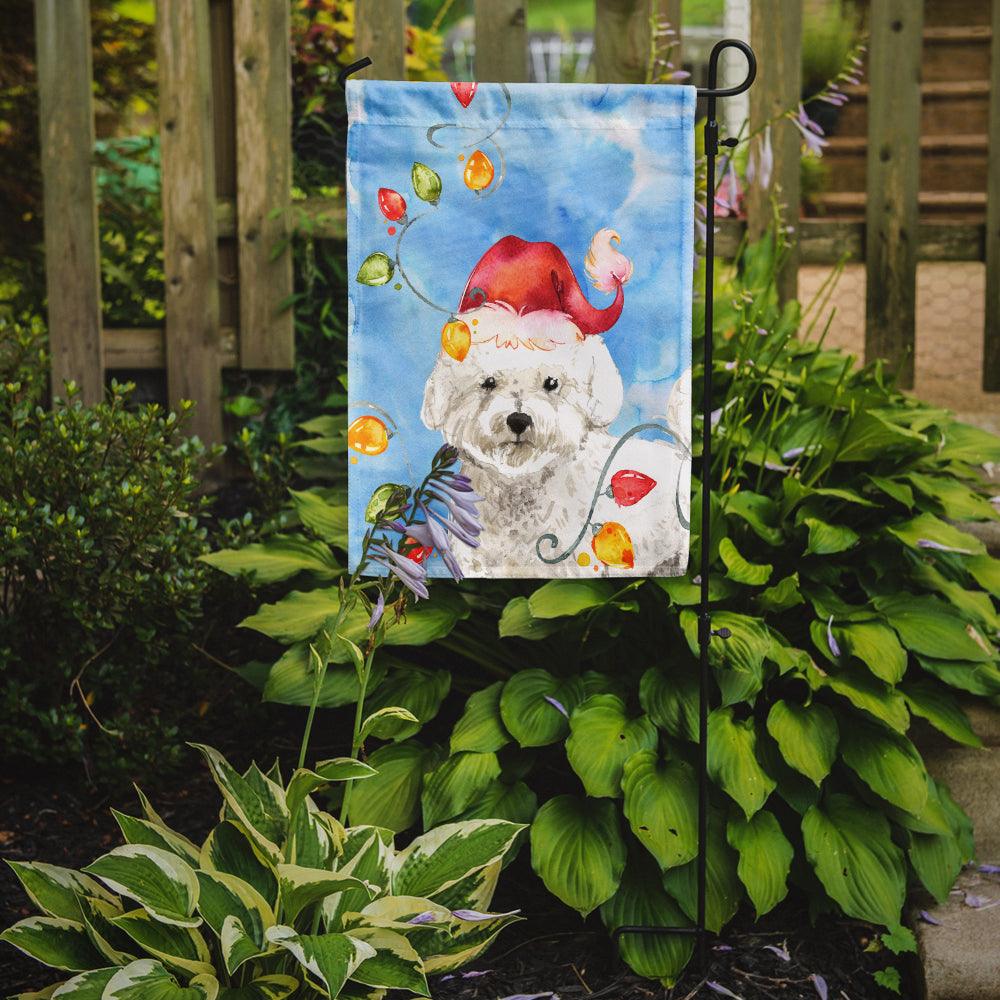 Christmas Lights Bichon Frise Garden Flag Mailbox Decorative Yard Banner Outside Patio Artwork for Flower Beds, Garden Size, Multicolor