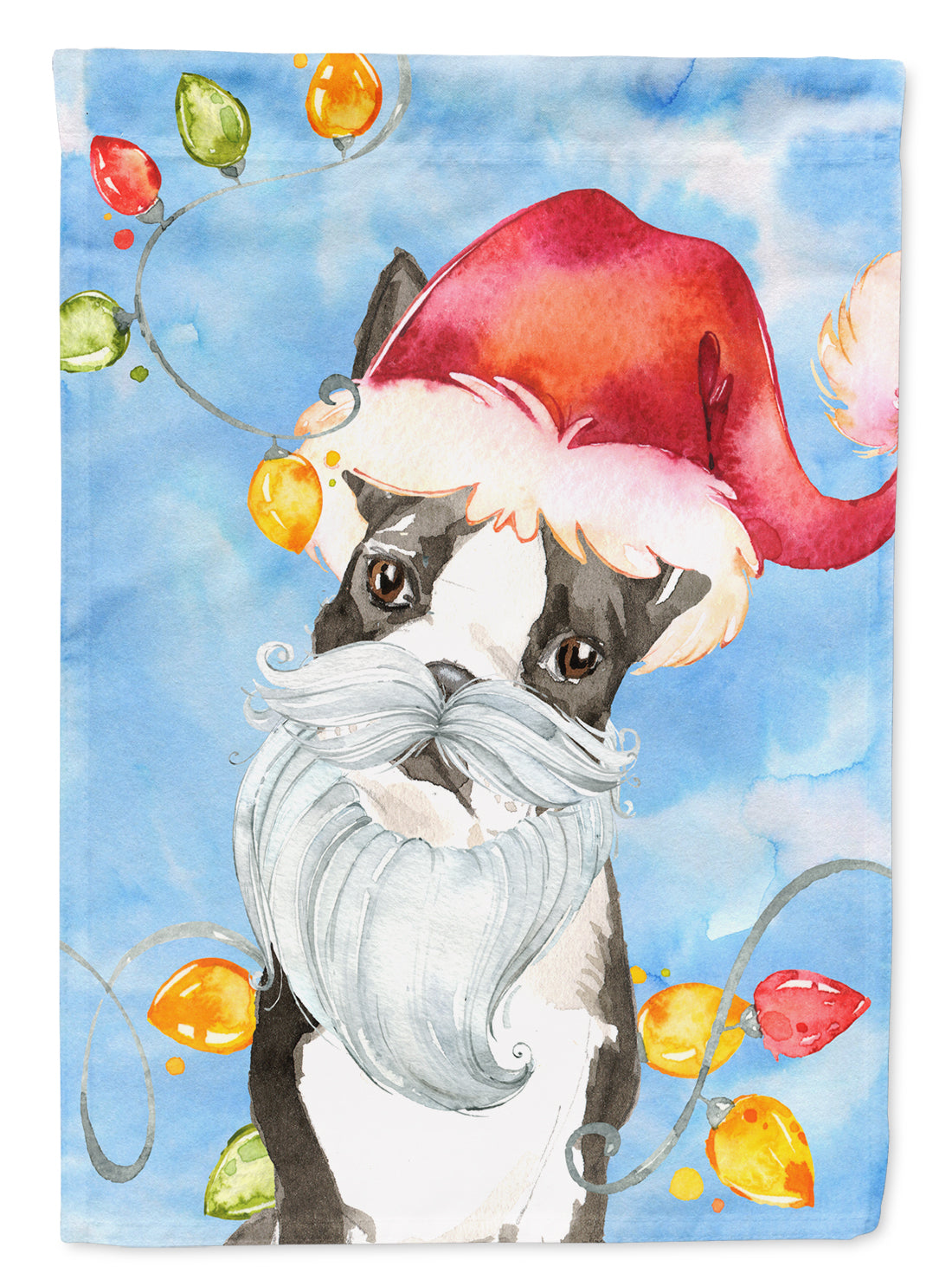 Christmas Lights Boston Terrier Garden Flag Mailbox Decorative Yard Banner Outside Patio Artwork for Flower Beds, Garden Size, Multicolor