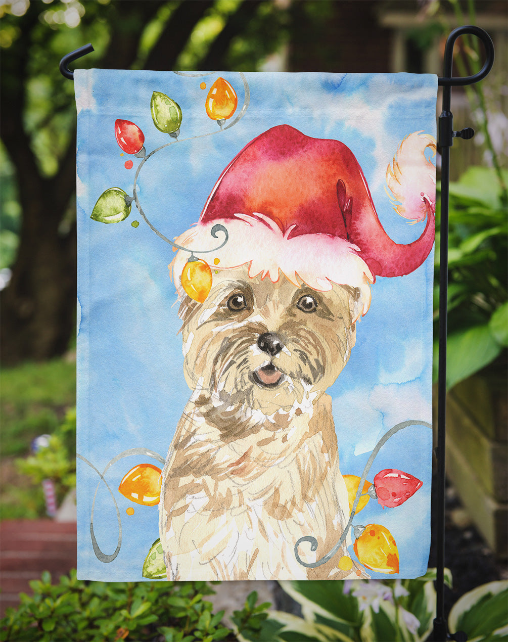 Christmas Lights Cairn Terrier Garden Flag Mailbox Decorative Yard Banner Outside Patio Artwork for Flower Beds, Garden Size, Multicolor