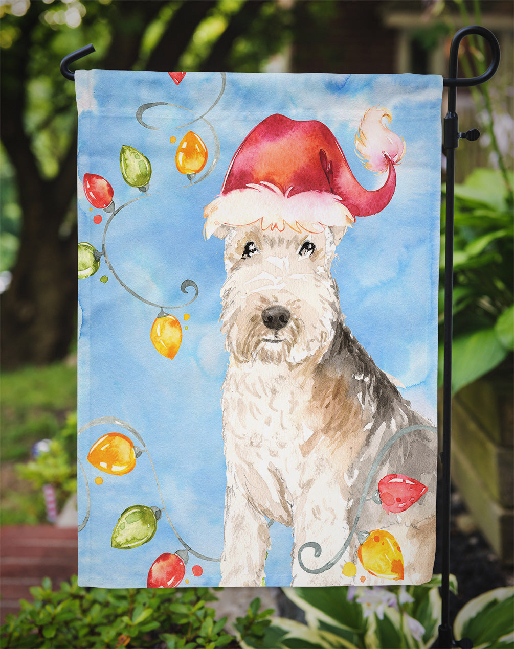 Christmas Lights Lakeland Terrier Garden Flag Mailbox Decorative Yard Banner Outside Patio Artwork for Flower Beds, Garden Size, Multicolor